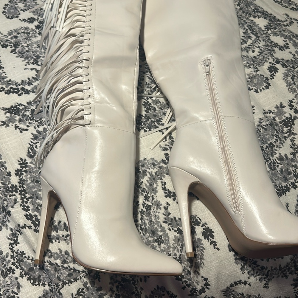 White Fringe boots